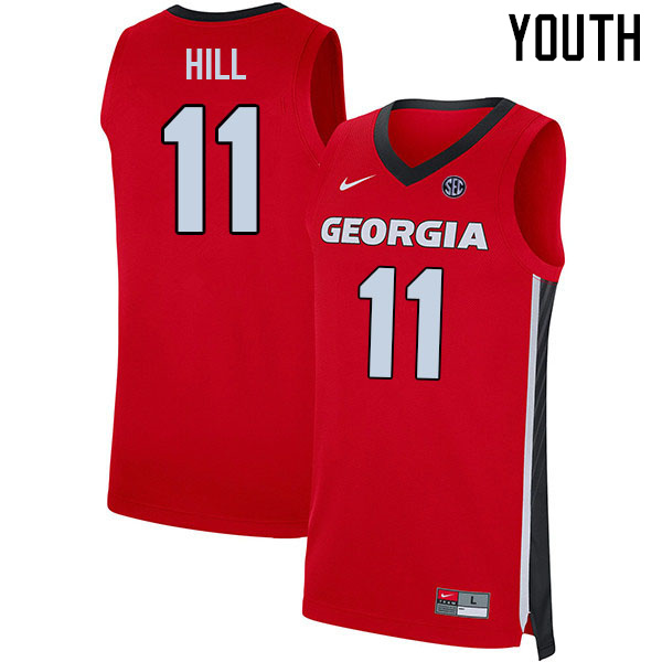 Youth #11 Justin Hill Georgia Bulldogs College Basketball Jerseys Sale-Red